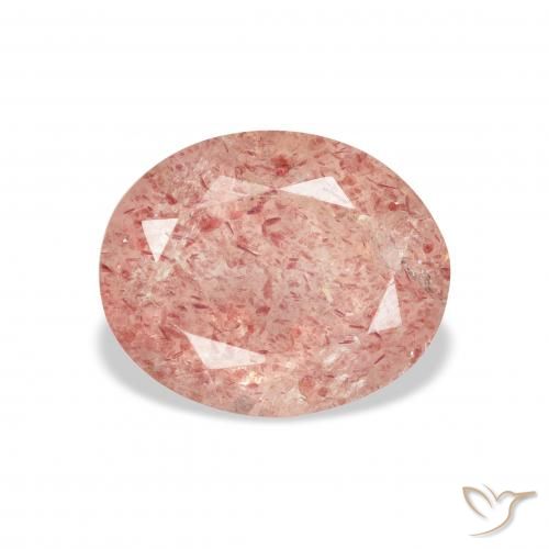 3.54ct 자연스러운 핑크 오렌지 딸기 석영, 타원형, 투명한