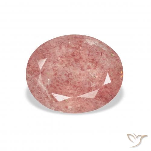 3.48ct 자연스러운 미디엄 핑크 딸기 석영, 타원형, 투명한