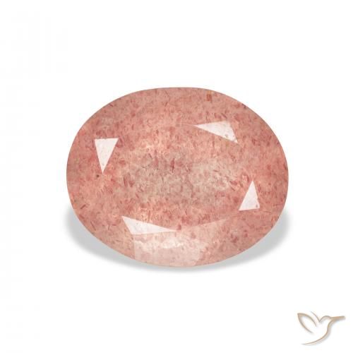 3.76ct 자연스러운 라즈베리 핑크 딸기 석영, 타원형, 투명한