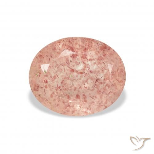 3.58ct 자연스러운 라이트 핑크 딸기 석영, 타원형, 투명한
