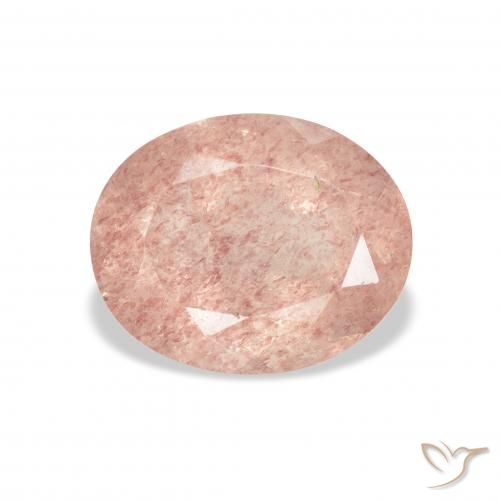 3.38ct 자연스러운 라이트 핑크 딸기 석영, 타원형, 투명한