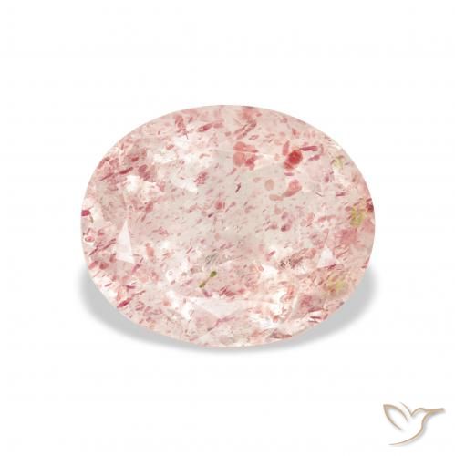 3.86ct 자연스러운 라이트 핑크 딸기 석영, 타원형, 투명한
