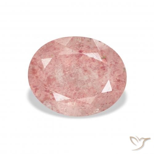 3.48ct 자연스러운 라이트 핑크 딸기 석영, 타원형, 투명한