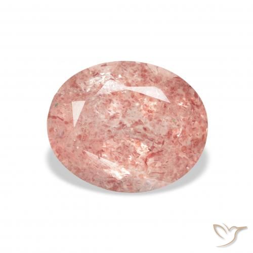 3.74ct 자연스러운 라이트 핑크 딸기 석영, 타원형, 투명한