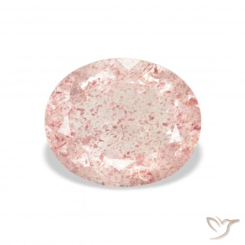 3.34ct 자연스러운 라이트 핑크 딸기 석영, 타원형, 투명한