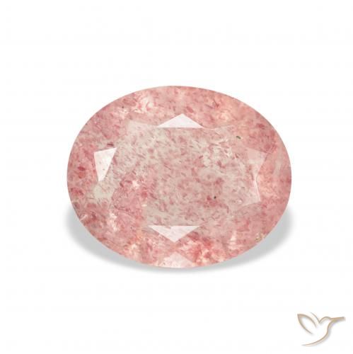 2.48ct 자연스러운 라이트 핑크 딸기 석영, 타원형, 투명한