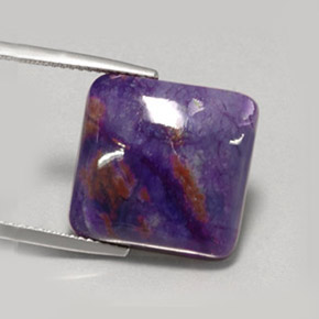 15.15캐럿 천연 바이올렛 수길라이트, 쿠션 컷, 16.3×16.5 mm, 불투명체