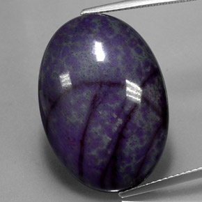 22.11캐럿 천연 멀티컬러 수길라이트, 타원형 컷, 25.4×18 mm, 불투명체