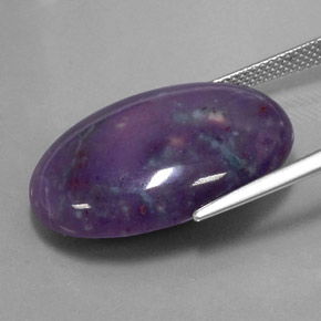 22.62캐럿 천연 멀티컬러 수길라이트, 타원형 컷, 25.4×18 mm, 불투명체