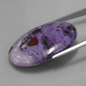 29.30캐럿 천연 멀티컬러 수길라이트, 타원형 컷, 30×21.7 mm, 불투명체