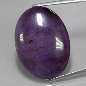 25.71캐럿 천연 멀티컬러 수길라이트, 타원형 컷, 30.5×22.2 mm, 불투명체