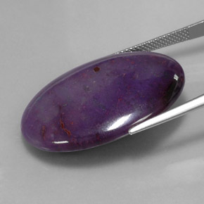 25.71캐럿 천연 멀티컬러 수길라이트, 타원형 컷, 30.5×22.2 mm, 불투명체