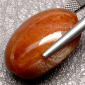 49.49캐럿 천연 골든 브라운 선스톤, 타원형 컷, 26×19.7 mm, 불투명체