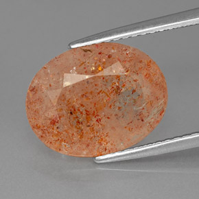 4.70캐럿 천연 오렌지 선스톤, 투명한, 13.3×10.4 mm, 투명/반투명