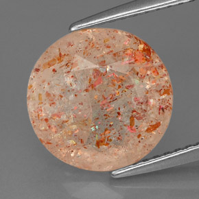 3.46캐럿 천연 오렌지 선스톤, 투명한, 10.76 mm, 투명/반투명