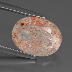 2.27캐럿 천연 오렌지 선스톤, 투명한, 10.9×8.2 mm, 투명/반투명
