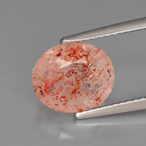 2.66캐럿 천연 오렌지 선스톤, 투명한, 10.2×8.6 mm, 투명/반투명
