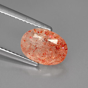 1.75캐럿 천연 오렌지 선스톤, 투명한, 9.6×6.9 mm, 투명/반투명