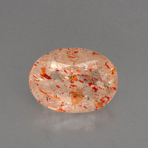 1.31캐럿 천연 오렌지 선스톤, 투명한, 8.7×6.4 mm, 투명/반투명