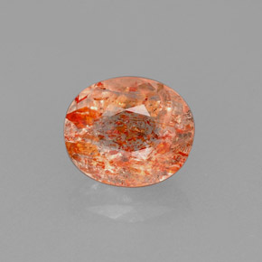 1.58캐럿 천연 오렌지 선스톤, 투명한, 8.1×6.8 mm, 투명/반투명