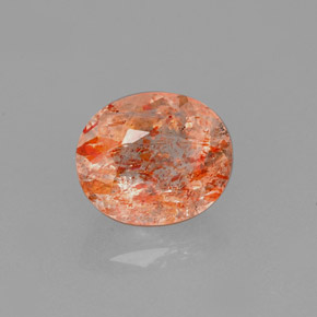 1.58캐럿 천연 오렌지 선스톤, 투명한, 8.1×6.8 mm, 투명/반투명