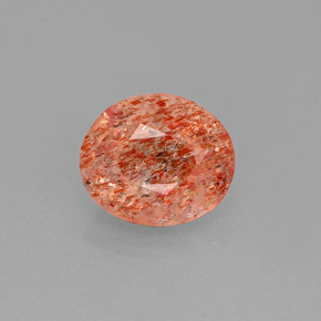 1.46캐럿 천연 오렌지 선스톤, 투명한, 8.1×6.9 mm, 투명/반투명