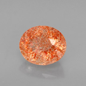 1.58캐럿 천연 오렌지 선스톤, 투명한, 8.3×7 mm, 투명/반투명