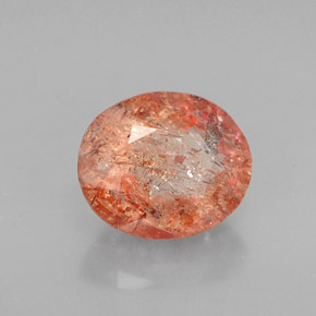 1.62캐럿 천연 오렌지 선스톤, 투명한, 8.5×7.1 mm, 투명/반투명