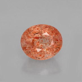 1.46캐럿 천연 오렌지 선스톤, 투명한, 7.6×6.6 mm, 투명/반투명
