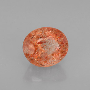 1.46캐럿 천연 오렌지 선스톤, 투명한, 7.6×6.6 mm, 투명/반투명