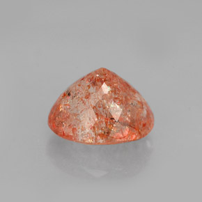 1.46캐럿 천연 오렌지 선스톤, 투명한, 7.6×6.6 mm, 투명/반투명