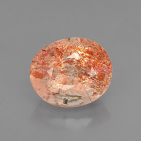 1.41캐럿 천연 오렌지 선스톤, 투명한, 7.9×6.6 mm, 투명/반투명