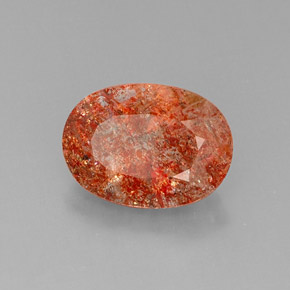 7.67캐럿 천연 오렌지 선스톤, 투명한, 15.9×11.5 mm, 투명/반투명