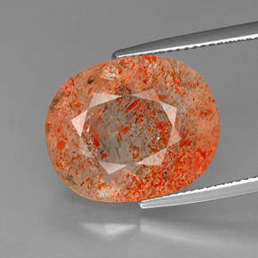 14.03캐럿 천연 오렌지 선스톤, 투명한, 17.8×14.6 mm, 투명/반투명