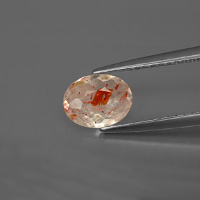 0.69캐럿 천연 오렌지 선스톤, 투명한, 7.5×5.7 mm, 투명/반투명