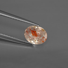 0.69캐럿 천연 오렌지 선스톤, 투명한, 7.5×5.7 mm, 투명/반투명