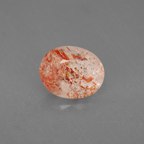 1.34캐럿 천연 오렌지 선스톤, 투명한, 8.3×6.8 mm, 투명/반투명