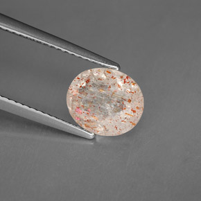 1.68캐럿 천연 오렌지 선스톤, 투명한, 9×7.6 mm, 투명/반투명
