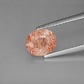 1.53캐럿 천연 오렌지 선스톤, 투명한, 8.3×7.2 mm, 투명/반투명