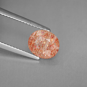 1.53캐럿 천연 오렌지 선스톤, 투명한, 8.3×7.2 mm, 투명/반투명