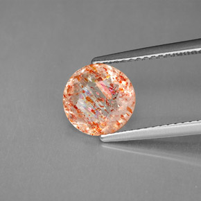 1.53캐럿 천연 오렌지 선스톤, 투명한, 8.32 mm, 투명/반투명