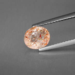 1.10캐럿 천연 오렌지 선스톤, 투명한, 7.8×6.7 mm, 투명/반투명