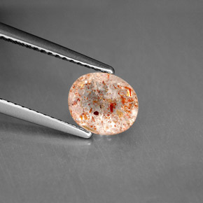 1.10캐럿 천연 오렌지 선스톤, 투명한, 7.8×6.7 mm, 투명/반투명