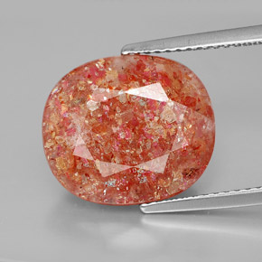 8.03캐럿 천연 오렌지 선스톤, 투명한, 14.1×12.2 mm, 투명/반투명