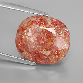 8.03캐럿 천연 오렌지 선스톤, 투명한, 14.1×12.2 mm, 투명/반투명