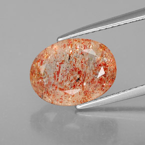 2.76캐럿 천연 오렌지 선스톤, 투명한, 11.5×8.8 mm, 투명/반투명