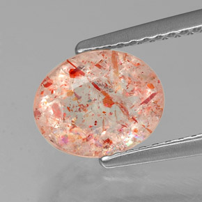 1.64캐럿 천연 오렌지 선스톤, 투명한, 8.6×7.1 mm, 투명/반투명