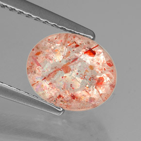 1.64캐럿 천연 오렌지 선스톤, 투명한, 8.6×7.1 mm, 투명/반투명