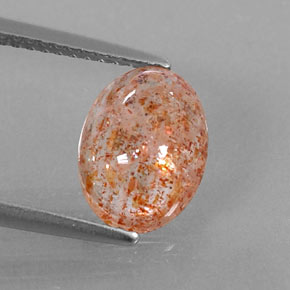 2.18캐럿 천연 오렌지 선스톤, 투명한, 10.4×7.7 mm, 투명/반투명