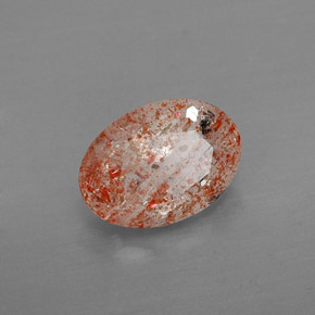 1.58캐럿 천연 오렌지 선스톤, 투명한, 9.4×6.7 mm, 투명/반투명